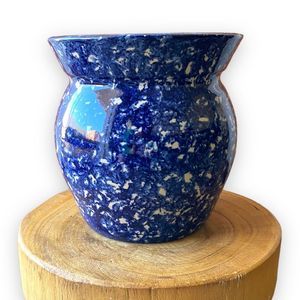 Large Vintage Stoneware Jug Crock Vase Handmade and Hand Painted Spongewear